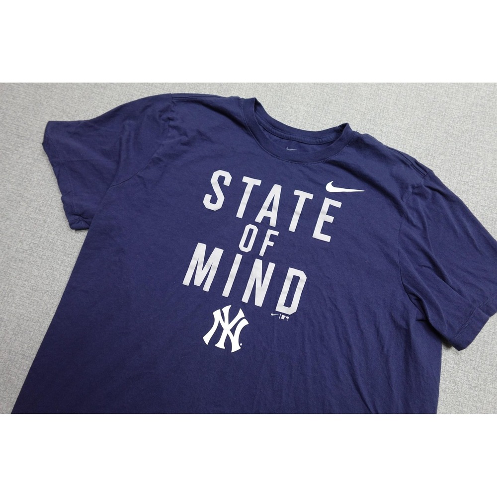 New York Yankees Shirt Mens XL Blue Nike MLB Baseball State Of Mind Graphic